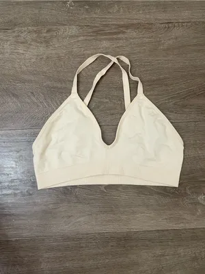 Bombas Women’s Seamless Triangle Bralette Size M/L Wheat Beige Adjustable Straps thumbnail 3