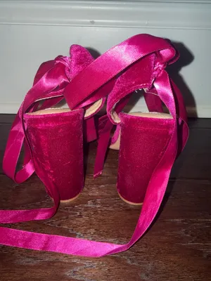 Steve Madden Magenta Satin Knot Front Tie-Ankle Heels thumbnail 3