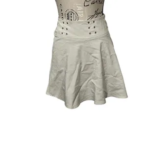 Vintage Y2K Rave Brand White Studded Skater Skirt Drop Waist Festival Boho Small thumbnail 2
