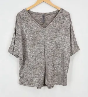 Anthropologie size medium Marled Silver Gray V-Neck Top thumbnail 1