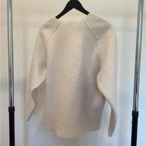 Zara ivory off white ivory oversized boucle crew neck sweatshirt sweater thumbnail 7