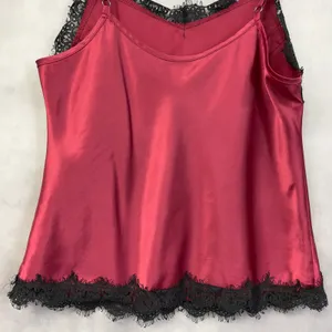 Satin Lace Trim Cami Tank‎ Top Women Large Red Black Coquette Romantic Goth Y2K thumbnail 6