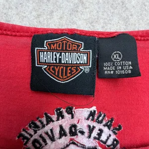 Vintage Harley-Davidson Shirt Women M Red Biker Americana Y2K Grunge Moto Travel thumbnail 3