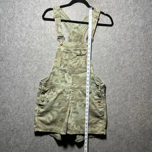 LEI Camo Print Shortall Overalls Green Camouflage Stretch Bibs Size M thumbnail 2