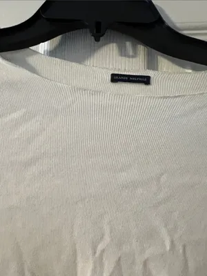 Brandy Melville White Long-Sleeve Cropped Lettuce-Hem Top thumbnail 4