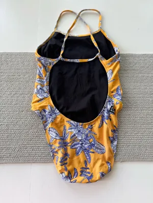 Jolyn Clothing Brandon 2 Yellow Blue Floral Onesie Swimsuit Sz 32 RARE Print thumbnail 5