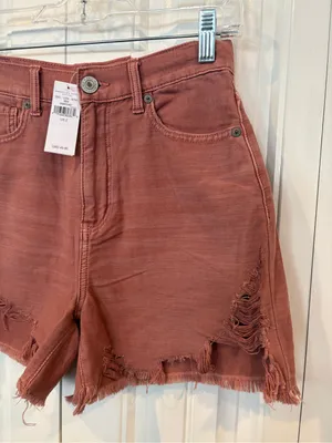 American eagle mauve the highest rise mom shorts size 2 thumbnail 3