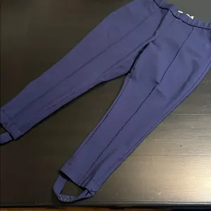 Tory Sport Navy Blue Stirrup Activewear Pants Women XL‎ Stretch Zip Ankle thumbnail 1