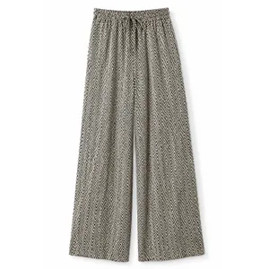 Umgee Boho Wide Leg Drawstring Waist Pants | Silky Chevron Print | Size Small thumbnail 2