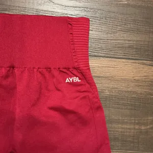 AYBL Seamless High Waisted Athletic Shorts Red Compression Gym Small Workout thumbnail 2