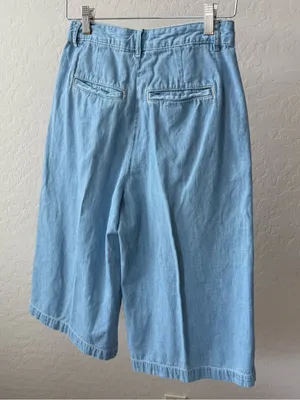 Pilcro and the letterpress by Anthropologie Mina Chambray Culottes Gaucho Pants thumbnail 7