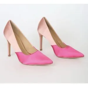 Lulus Lumii Satin Color Block Pumps Fuchsia Pink Blush Pointed Toe Heels sz 6.5 thumbnail 15
