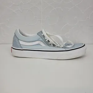 Vans Women's Old Skool Sneakers 6 Light Blue Suede Canvas Skate Lace Up Shoes thumbnail 3