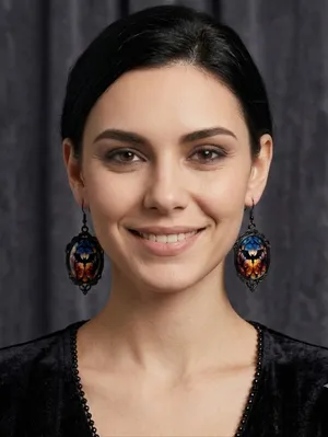 Vintage Cameo Style Gothic Bat Earrings‎ Glass Encased Alloy & Iron Hook thumbnail 13