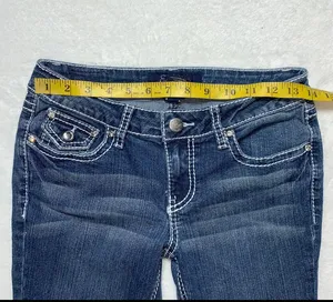 Earl Jean blue embellished bootcut low rise size 5 womens thumbnail 6