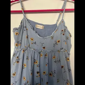 Altar’d State Chic Floral Tiered Dress - Light Blue Size Small thumbnail 4
