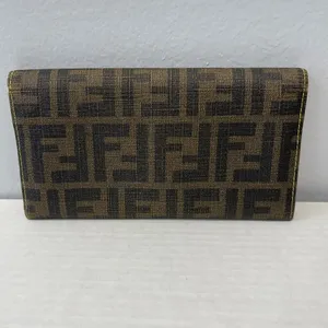 Fendi Tobacco/Yellow Zucca Coated Canvas & Leather Long Wallet - Preowned thumbnail 2