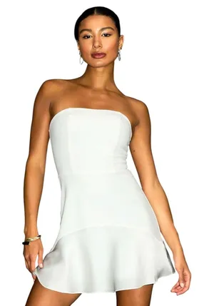 Lulus Compelling Style White Strapless Mini Dress size Large NWT thumbnail 1