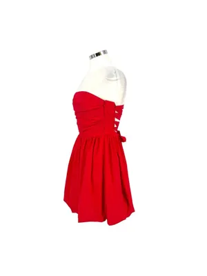 Amanda Uprichard Oscar Dress Bubble Skirt Lace-Up Back Strapless Size Medium thumbnail 4