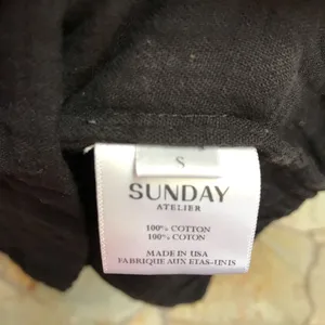 Anthropologie Sunday Atelier Caftan Coverup Dress Black Slub 100% cotton Pockets Coastal Small thumbnail 9