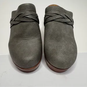 BOC BORN CONCEPT Clogs Sz‎ 7M Grey Faux Suede Block Heel Slip On Shoes thumbnail 4