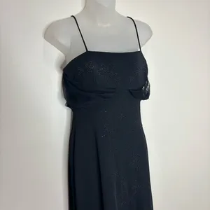 Betsy & Adam Vintage Y2K 90s Black Beaded floral Gown Dress size 6 Classic thumbnail 2
