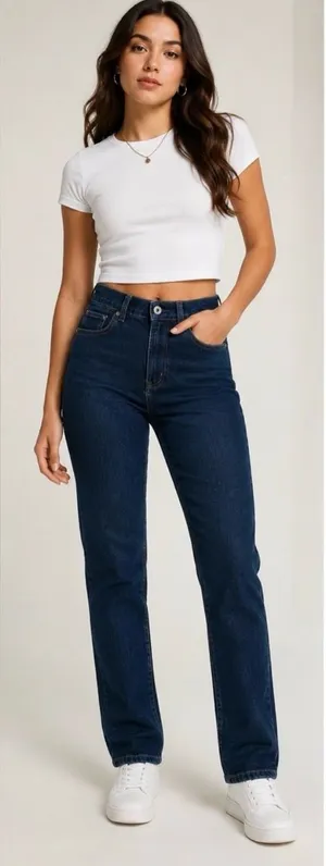 NWT Abercrombie and Fitch slim straight ultra high rise dark wash jeans size 27 thumbnail 1