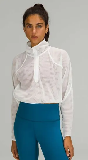 NWT Lululemon Reversible Mesh 1/2 Zip Jacket Long Sleeve WHITE thumbnail 1