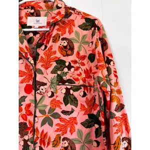 Printfresh Pink Hedgehog Organic Cotton Pajama Top Long Sleeve XXS Autumn Leaf thumbnail 4