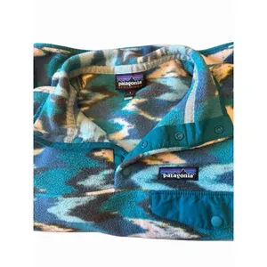 Patagonia Synchilla Fleece Women's Adult Small Trout Tales Elwha Blue Mock Neck thumbnail 9