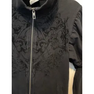 Vintage Y2K Harley Davidson Black Flocked Scroll Zip Sweatshirt M ✨ Biker Chic thumbnail 8