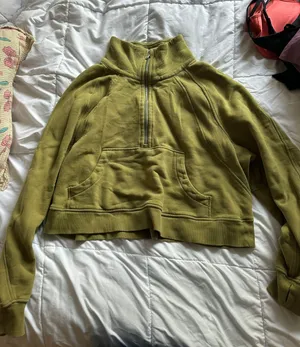 Lululemon Olive Green Cropped Half-Zip thumbnail 1