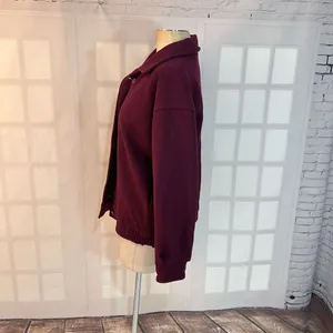 Vintage Woolrich Burgundy 100% Pure Wool Full Zip Bomber Jacket Size Medium thumbnail 6
