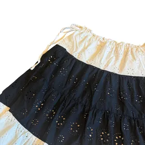 Hutch x Anthropologie Black White Tiered Maxi Skirt Eyelet Cotton Size Small thumbnail 2