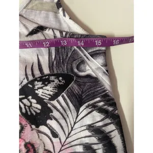 Vtg Y2K Papaya Sheer Striped Rhinestone Floral Animal Print Graphic Tank Sz S thumbnail 7