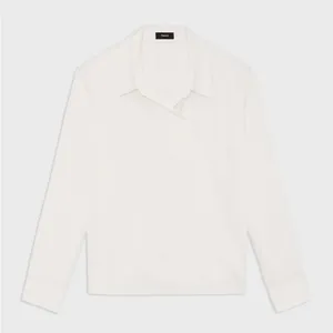 Theory Wrap-Front 100% Silk Long-Sleeve Blouse: Size Medium thumbnail 2