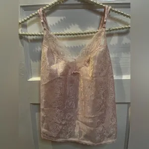 Delicates pink lace camisole or lingerie slip top Size S thumbnail 2