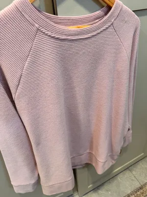 Gerry Womens Ribbed Knit Pullover Sweatshirt Mauve Pink Raglan Sleeve Size Large thumbnail 1