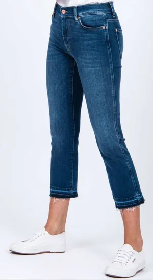 7 For All Mankind Women's Edie Jeans Crop Straight Leg High Rise Blue Denim S 27 thumbnail 1