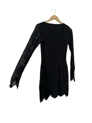 FOR LOVE & LEMONS Noir Mesh Lace Long Sleeve Mini Dress thumbnail 8