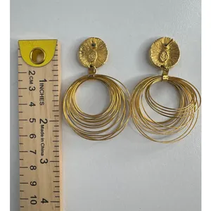 Vintage 1980s–1990s Couture Gold Tone Wire Chandelier Statement Earrings thumbnail 10