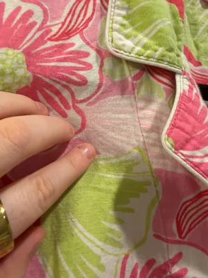 Lilly Pulitzer Floral Print Button-Down Bow Detail Long Sleeve Pajama Top Pink and Green thumbnail 6