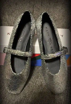 Katy Perry The Evie Mary Jane Silver Crackled Glitter Flats thumbnail 4