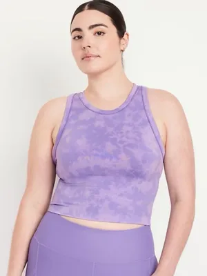 OLD NAVY Lavender Purple Tie Dye Active Crop Tank Top XL Fluid Seamless Fit NEW thumbnail 1