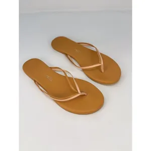 TKKES Womens Sandals Brown Leather Flip Flop Thong Slip On Slides Casual US 6 thumbnail 2