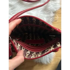Tignanello Red Crossbody purse real leather 8x9 thumbnail 3