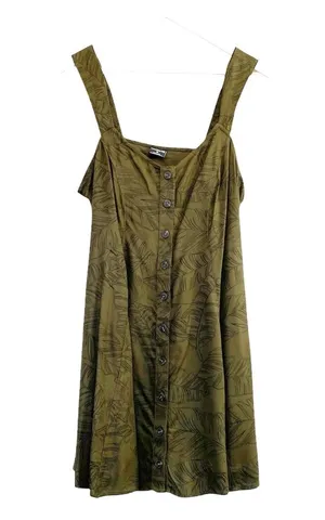 Hurley Green and Black Sleeveless Sundress Tropical Leaves thumbnail 1