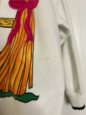 Vintage Sports Accent Halloween Fall Scarecrow Sweatshirt Size Medium thumbnail 4