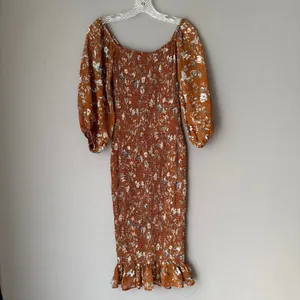 Princess Polly‎ sz 6 Rust Orange Floral boho fitted midi Dress NWOT thumbnail 6