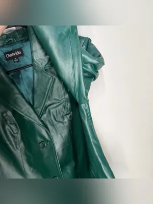 Chadwicks Vintage Y2K Deep Green 100% Leather Blazer Tailored Capsule Classic thumbnail 4